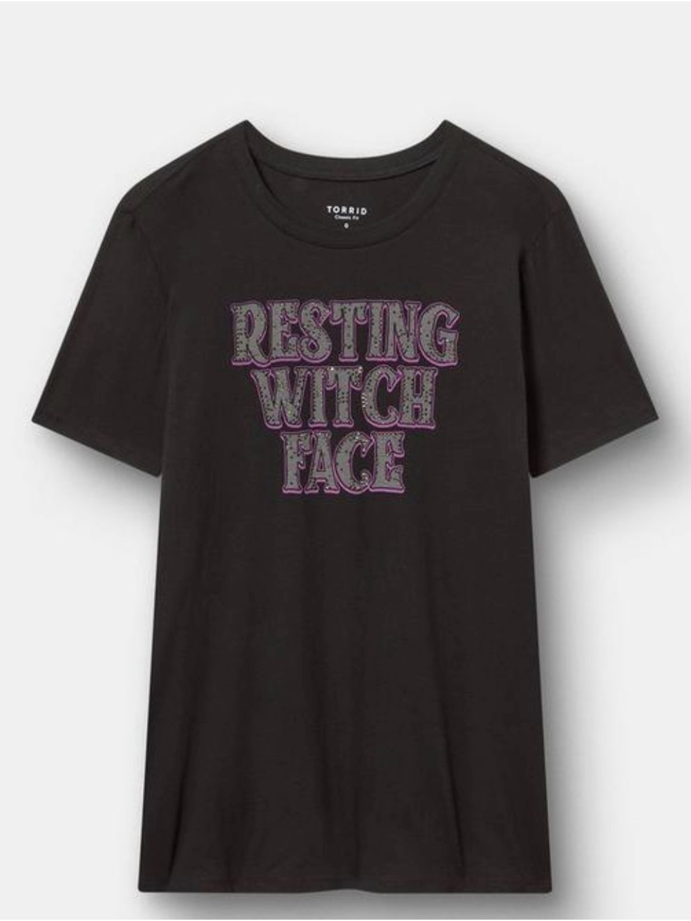 NWT Torrid Black Tee Purple 'Resting Witch Face' Graphic Classic Fit 2X 18/20